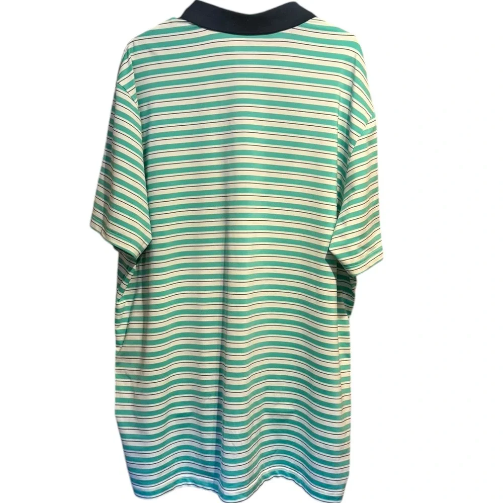 Adidas Golf Performance Polo Preppy Mens 2XL Green Striped Old Greenwood Log